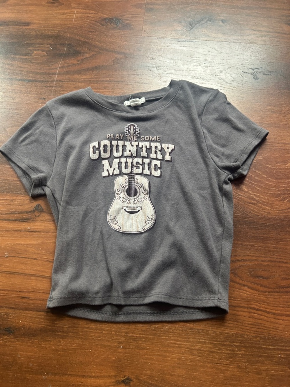 Full Tilt Gray Country Music Graphic Crop Top